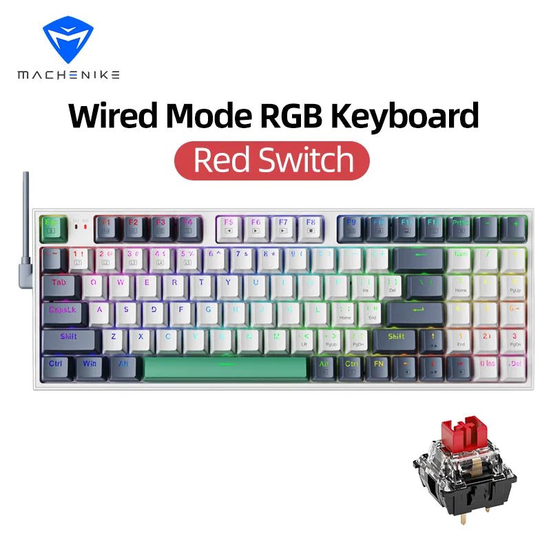 Machenike K500 Mechanical Keyboard Gaming Keyboard Wired Keyboard Hot Swappable 94 Keys RGB Light - beunik