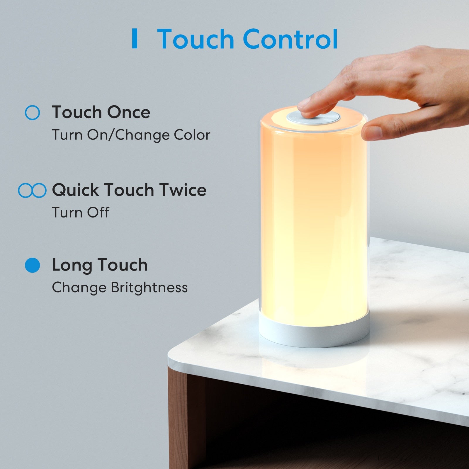 Meross HomeKit Smart Table Lamp RGBWW LED Wi-Fi Night Lamp 6W Touch Sensor Dimmable Bedside Light Support Alexa Google Assistant - beunik