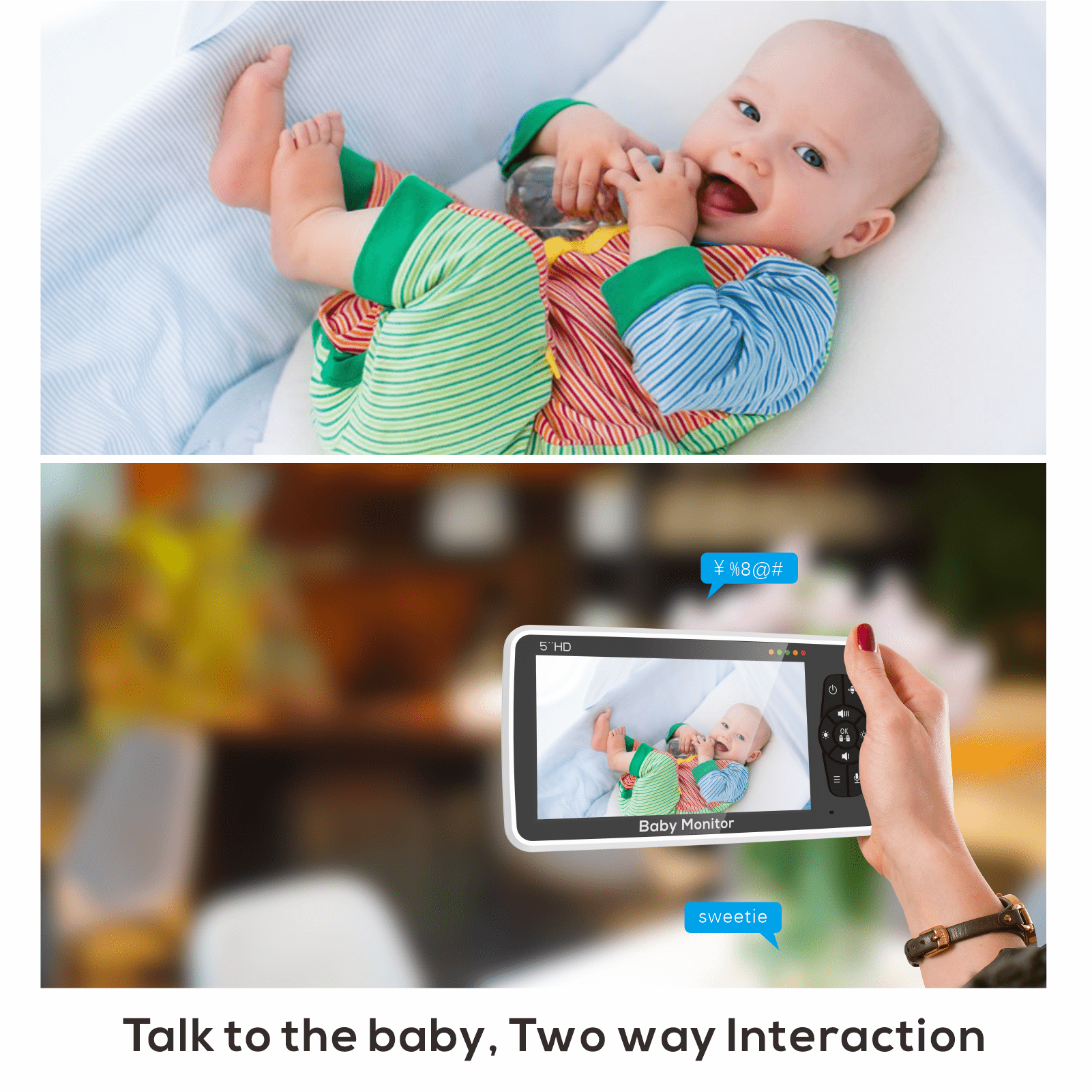 New 5 inch Video Baby Monitor with Camera and Audio - beunik