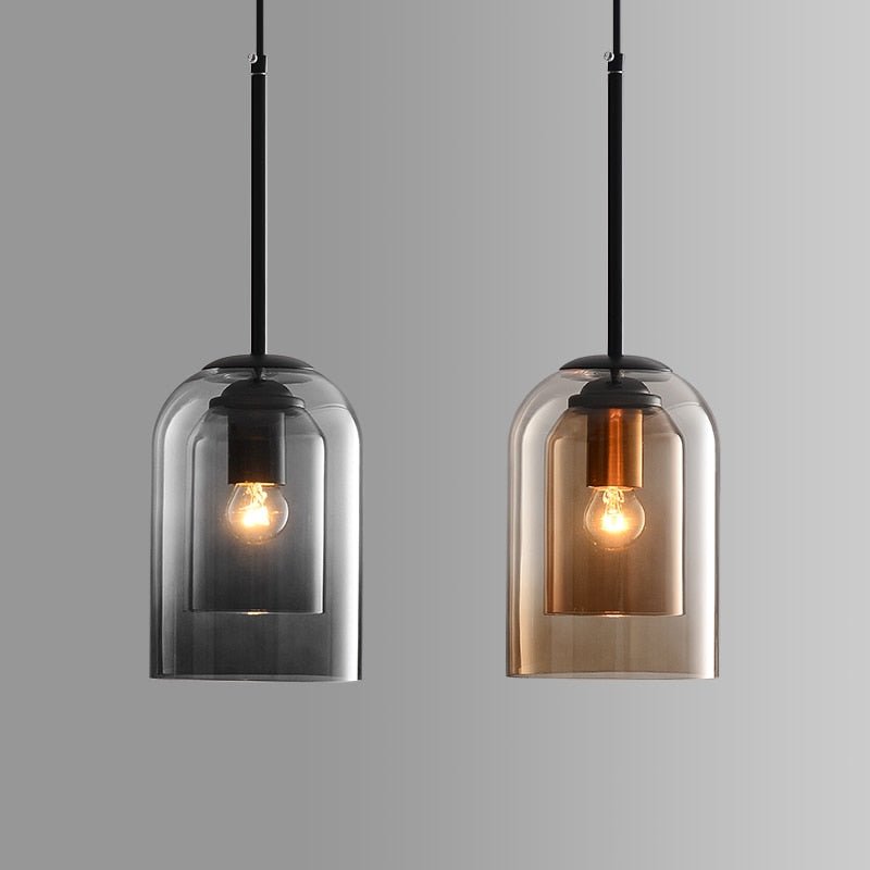 Nordic Pendant Light Postmodern Double Glass Hanglamp Fixtures - beunik