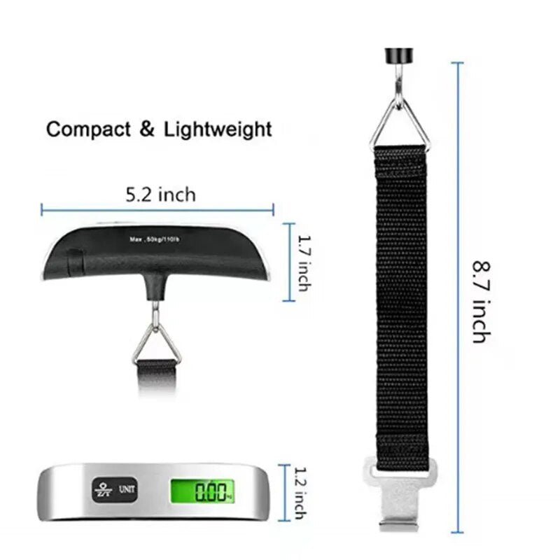 Portable Scale Digital LCD Display 110lb/50kg Electronic Luggage - beunik