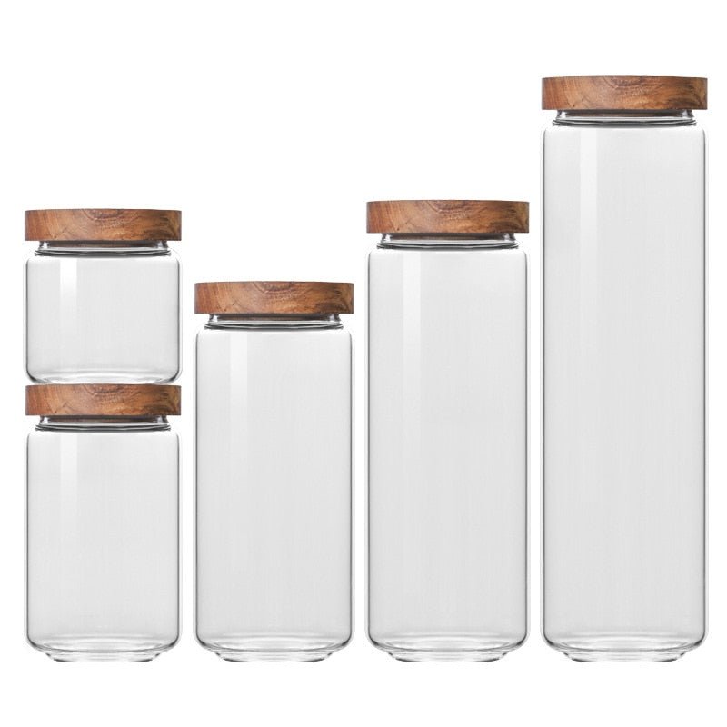 Sealed Kitchen Storage Container Mason Jars with Wood Lid - beunik