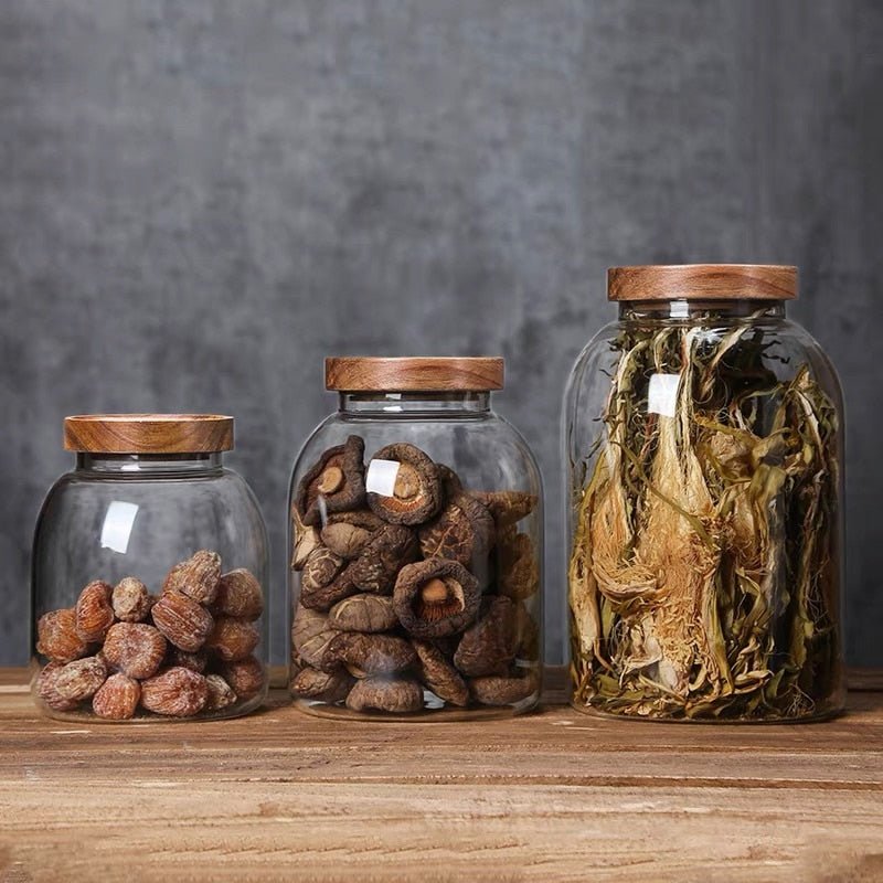 Sealed Kitchen Storage Container Mason Jars with Wood Lid - beunik