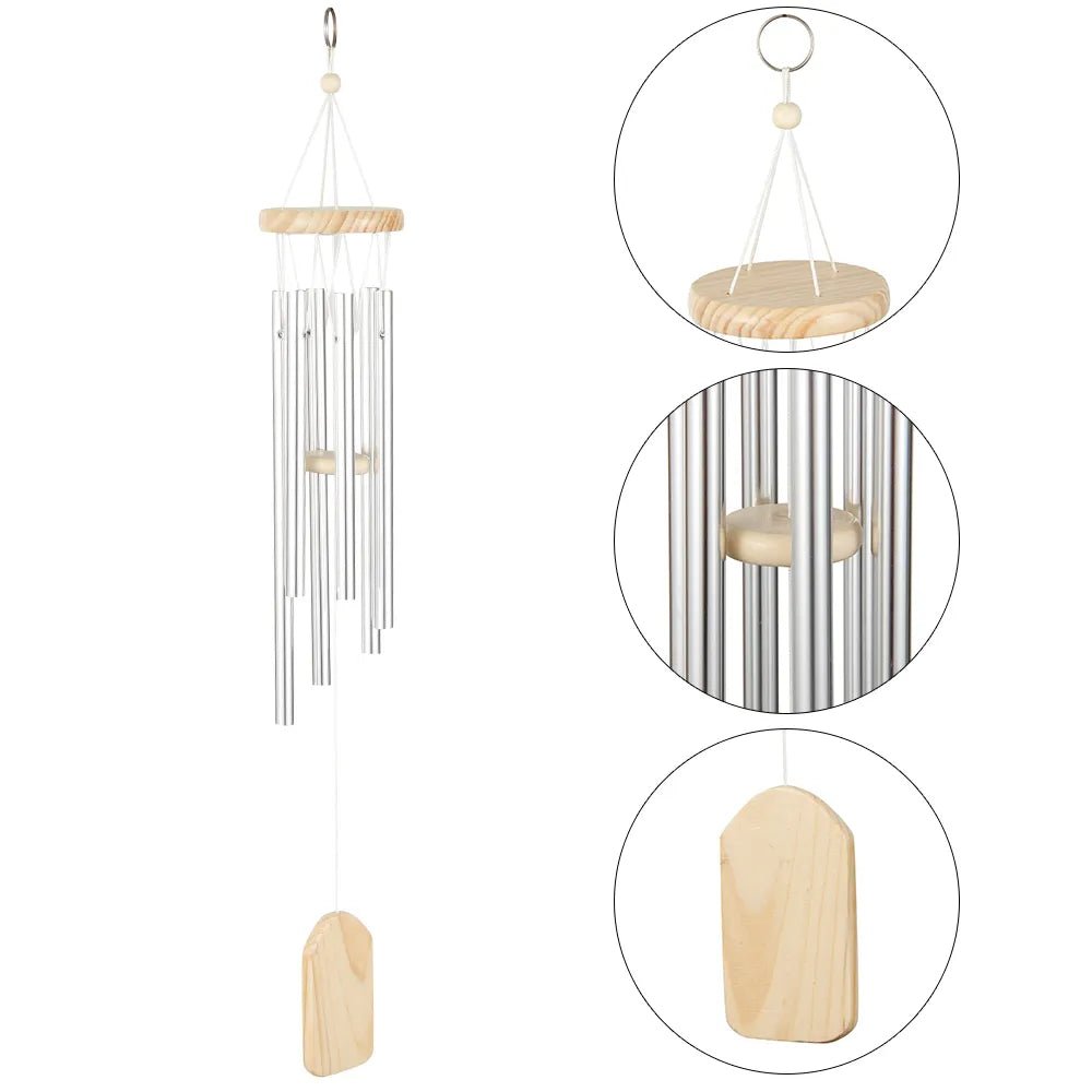 Silver 6 Tube Wind Chime Chapel Bells Wind Chimes - beunik