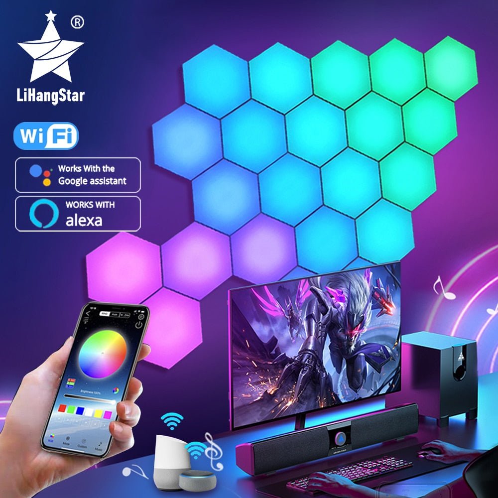 Smart LED Bluetooth Hexagon Lights - beunik