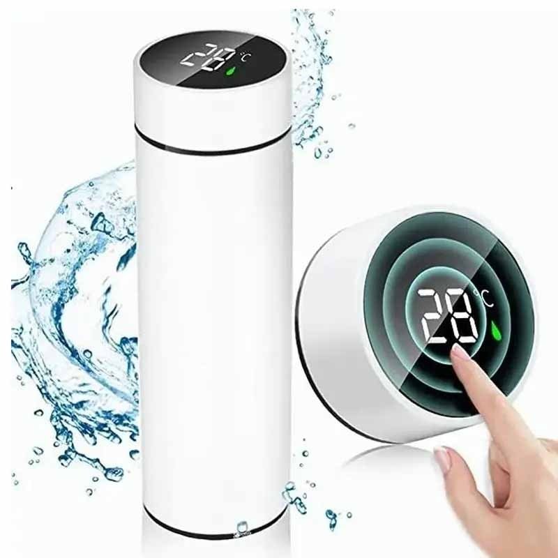 Stainless steel thermos bottle with digital temperature display - beunik