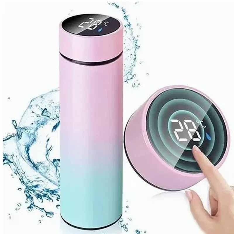 Stainless steel thermos bottle with digital temperature display - beunik