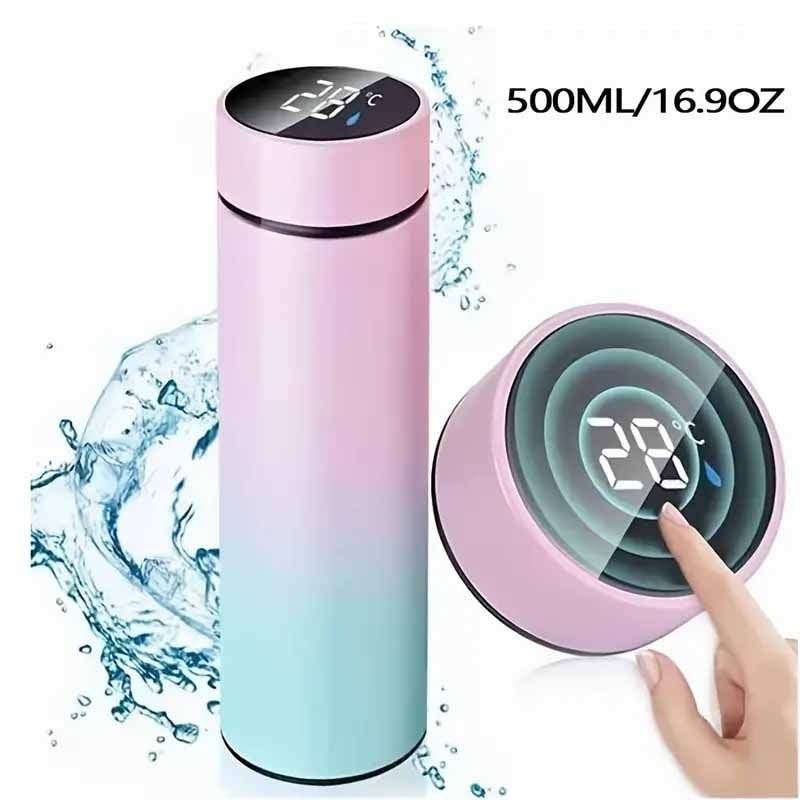 Stainless steel thermos bottle with digital temperature display - beunik