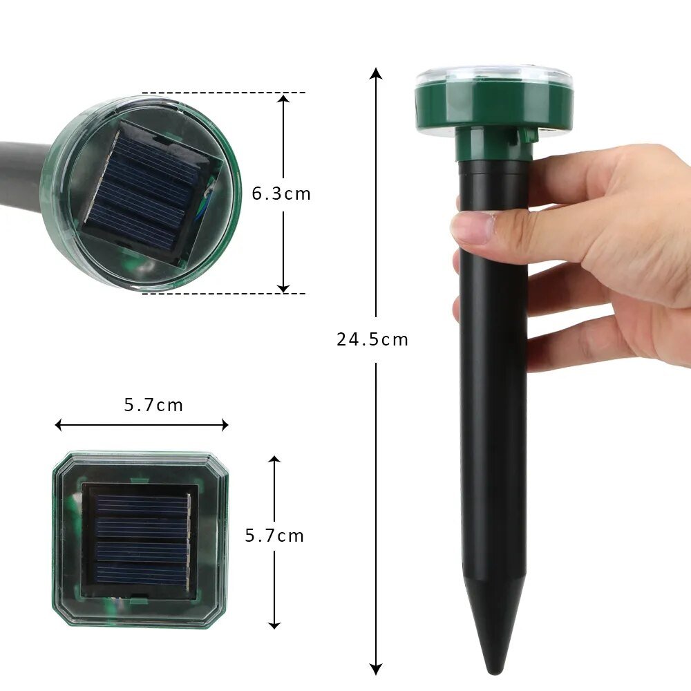 Ultrasonic Sonic Mouse Mole Pest Repellent Solar Trap Spike - beunik