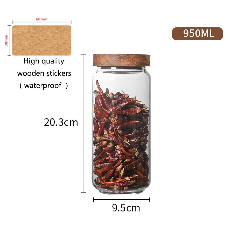 Wood Lid Organizer Glass Airtight Canister - beunik