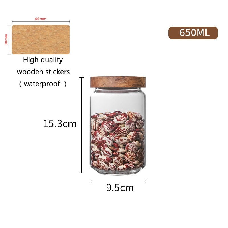 Wood Lid Organizer Glass Airtight Canister - beunik