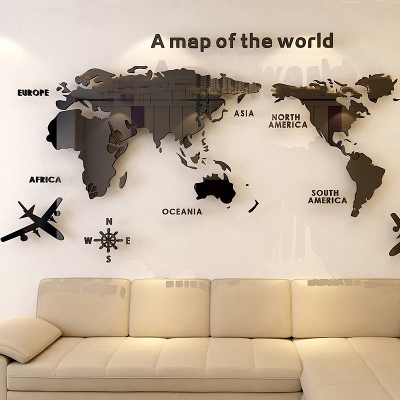 World Map Wall 3D Acrylic Wall Stickers - beunik