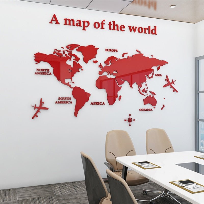 World Map Wall 3D Acrylic Wall Stickers - beunik