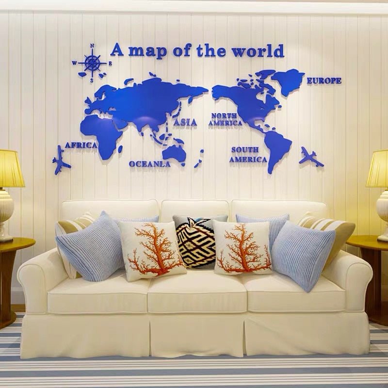 World Map Wall 3D Acrylic Wall Stickers - beunik