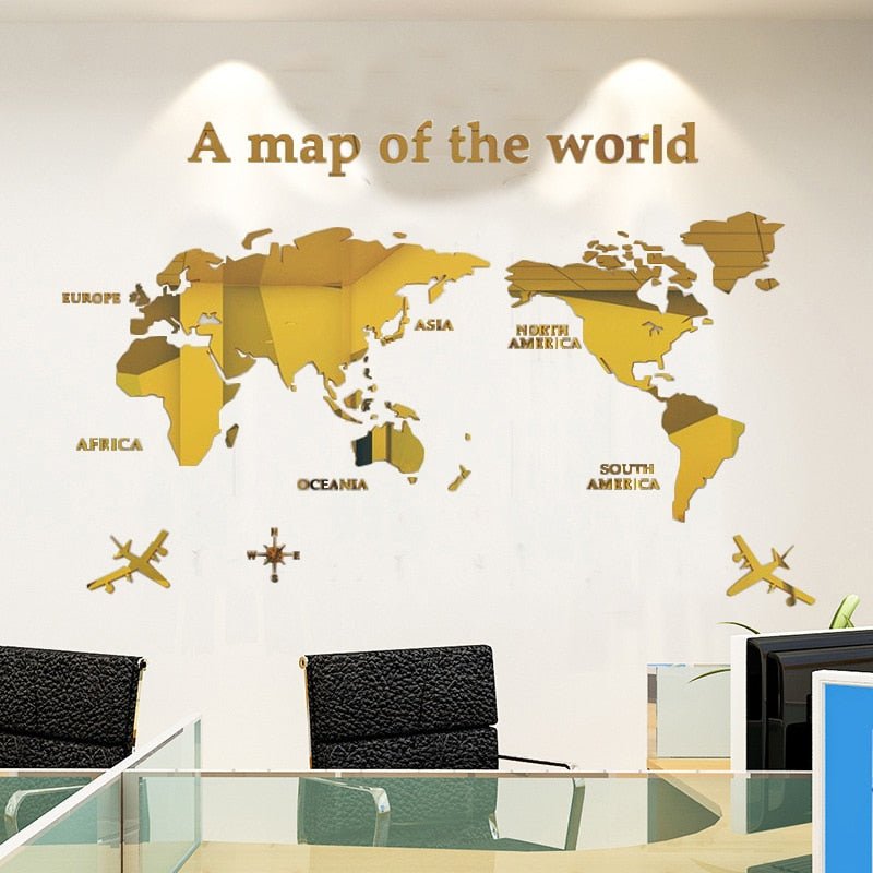 World Map Wall 3D Acrylic Wall Stickers - beunik