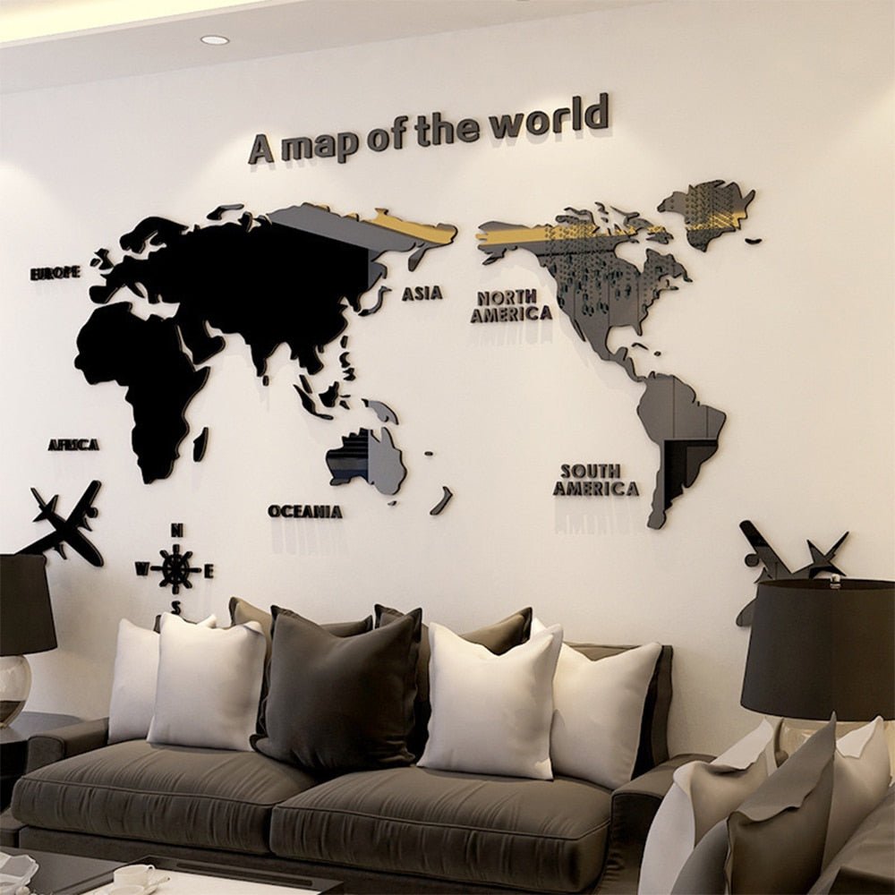 World Map Wall 3D Acrylic Wall Stickers - beunik